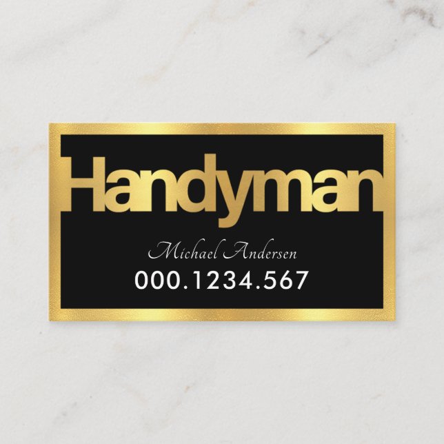 Cartão De Visita Gold Handyman Signage Frame (Frente)