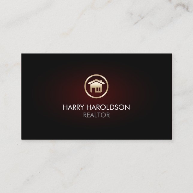 Cartão De Visita Gold Home Remodeling House Icon Business Card (Frente)