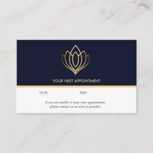 Cartão De Visita Gold Lotus logo Azul bem-estar massagem yoga
