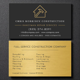 Cartão De Visita Gold Metal Handyman Construction Black