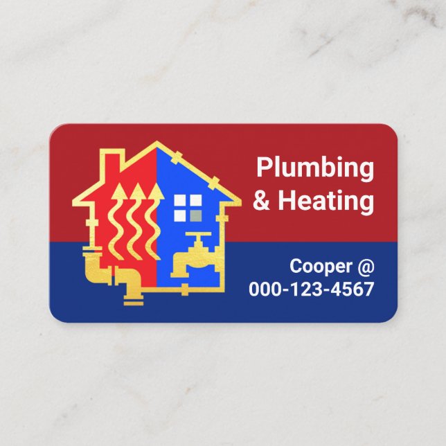 Cartão De Visita Gold Plumbing Heating Home Frame (Frente)
