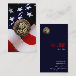 Cartão De Visita Gold Sacred Eastern Dragon Medallion on Red Velvet