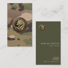 Cartão De Visita Gold Sacred Eastern Dragon Medallion on Red Velvet