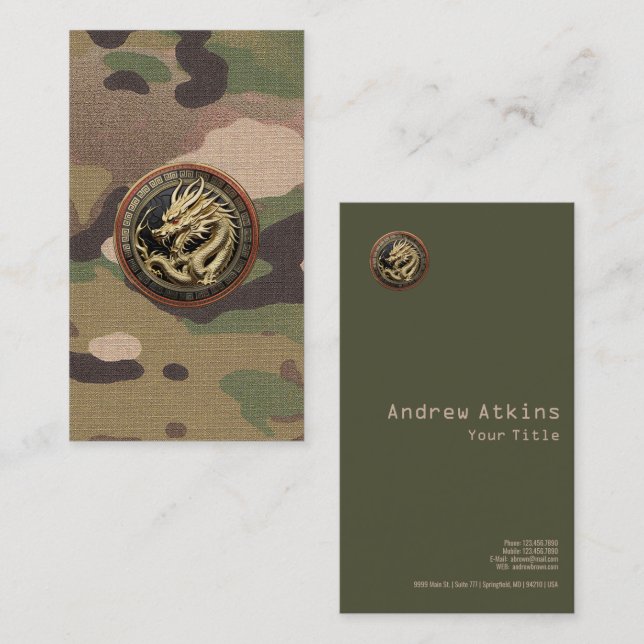 Cartão De Visita Gold Sacred Eastern Dragon Medallion on Red Velvet (Frente/Verso)