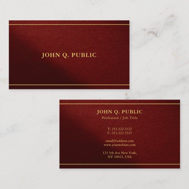 Cartão De Visita Gold Text Stylish Template Luxury Premium Thick (Frente/Verso)