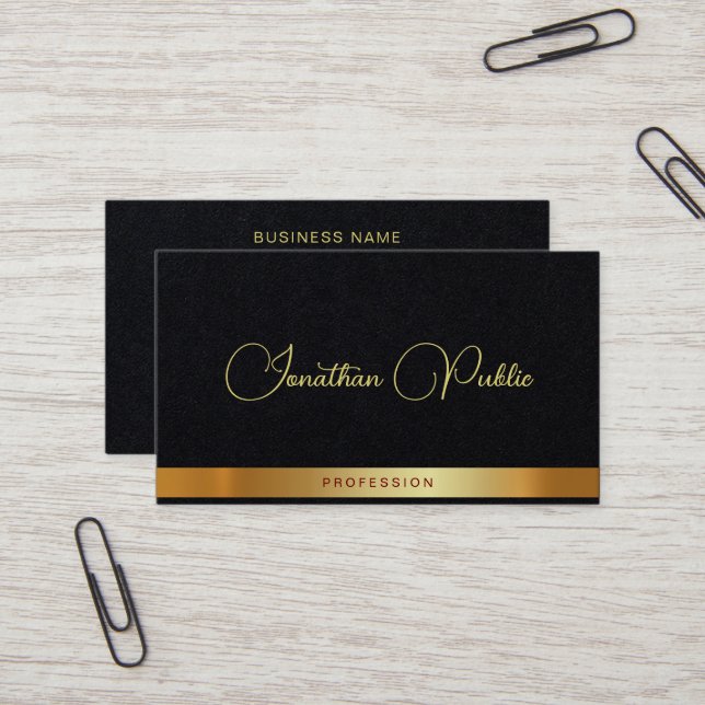 Cartão De Visita Gold Text Typography Name Luxury Premium Thick (Frente/Verso In Situ)