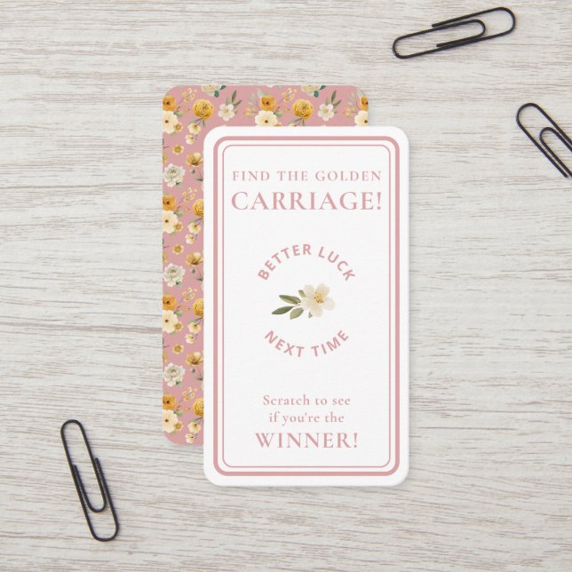 Cartão De Visita Golden Carriage Scratch-Off Blush Pink Non-Winner (Frente/Verso In Situ)