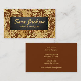 Cartão De Visita Golden Leaves and Grass Interior Design Artist 