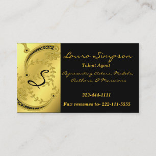 Cartão de visita goldtone e preto do monograma