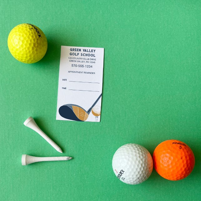 Cartão De Visita Golf School Golf Lesson Tee Time Reminder (Criador carregado)