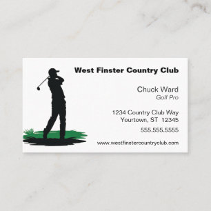 Cartão De Visita Golf Swing Silhouette Golf Pro Country Club