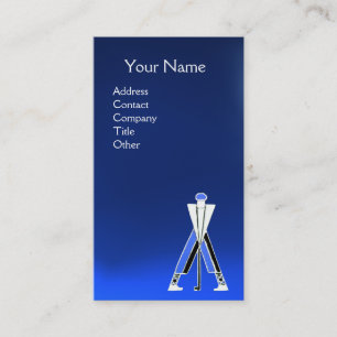 CARTÃO DE VISITA GOLFE AZUL ESTILIZADO, MONOGRAMA DO INSTRUTOR DE G