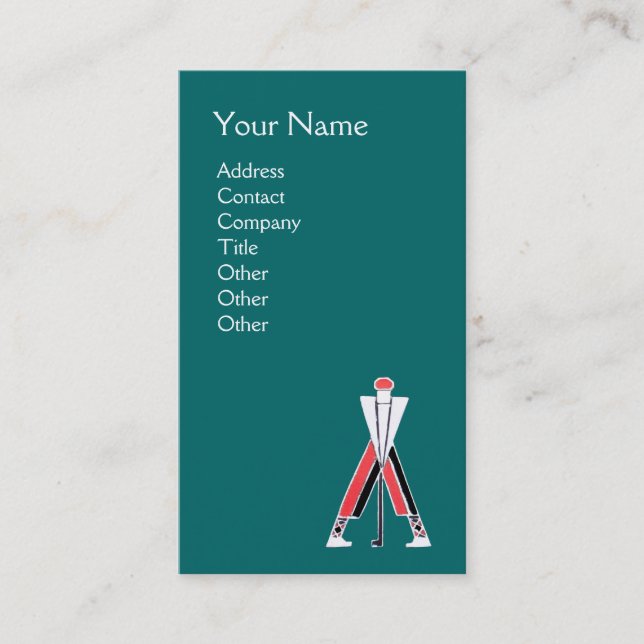 CARTÃO DE VISITA GOLFER AZUL ESTILIZADO,MONOGRAMA DO INSTRUTOR DE G (Frente)