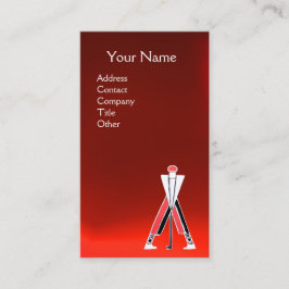 CARTÃO DE VISITA GOLFER VERMELHO ESTILIZADO, MONOGRAMA DO INSTRUTOR