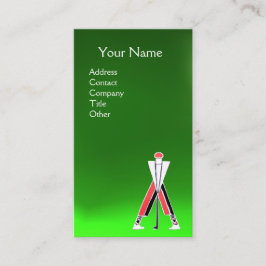 Cartão De Visita GOLFER VERMELHO ESTILIZADO,MONOGRAMA verde-INSTRUT
