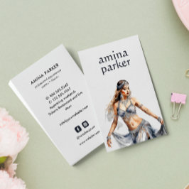 CARTÃO DE VISITA GOLPE EGÍPCIA DANCER WATERCOLOR PRATA