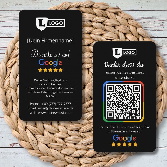 Cartão De Visita Google Bewertungskarte mit QR code (5-Sterne-Feedback)