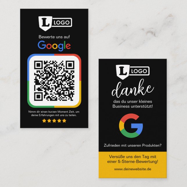 Cartão De Visita Google Bewertungskarte mit QR code  (Frente/Verso)