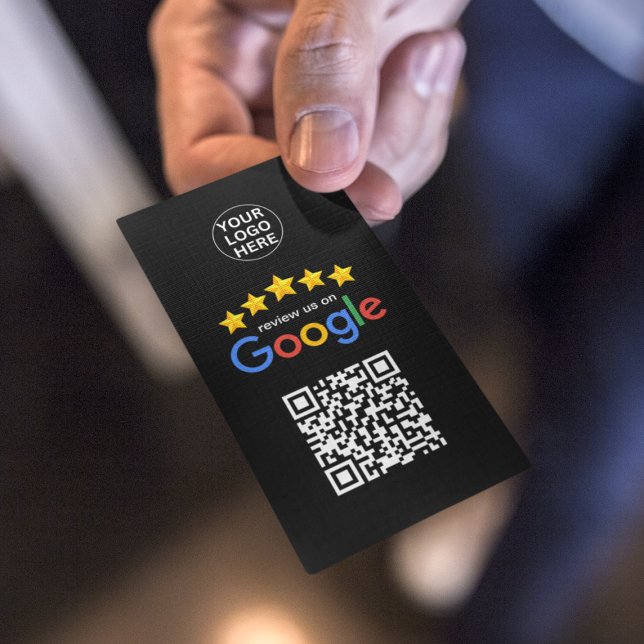Cartão De Visita Google Business Review 5 Star Qr Código Preto (Criador carregado)