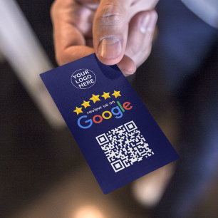 Cartão De Visita Google Business Reviews 5 estrelas Marinho de códi