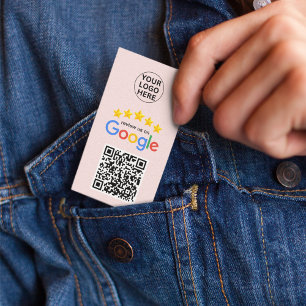 Cartão De Visita Google Review My Business 5 Star Qr Code cor-de-ro