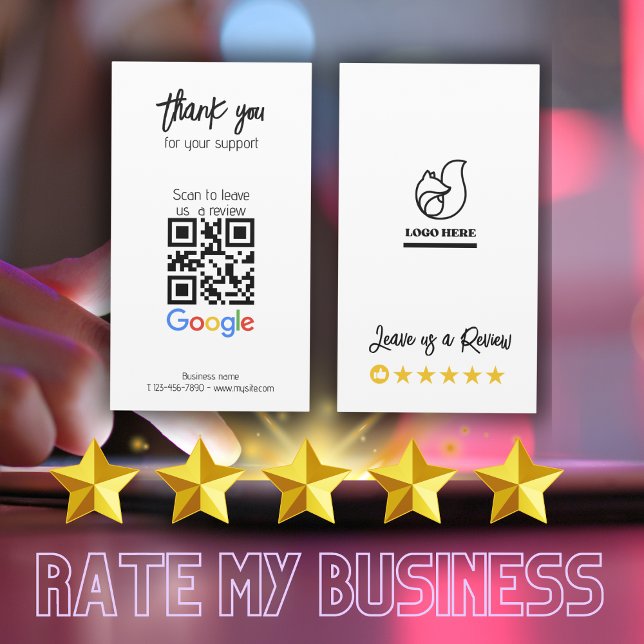 Cartão De Visita Google Review My Business Qr Code Link Obrigado (Google Review My Business Qr Code Link Thank You Business Card)