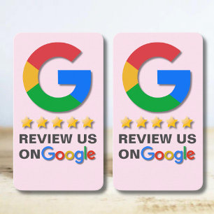 Cartão De Visita Google Review QR Code Blush Tap Pink para Revisão