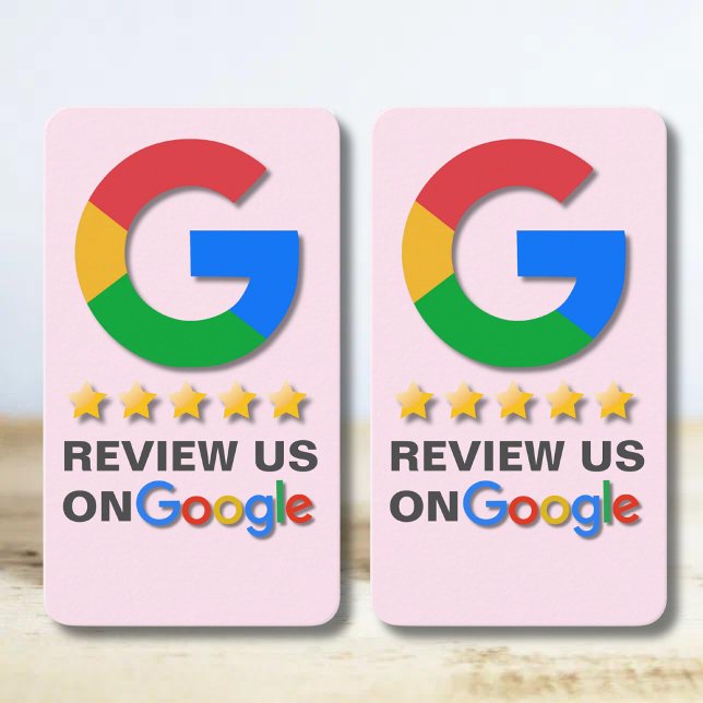 Cartão De Visita Google Review QR Code Blush Tap Pink para Revisão (Criador carregado)
