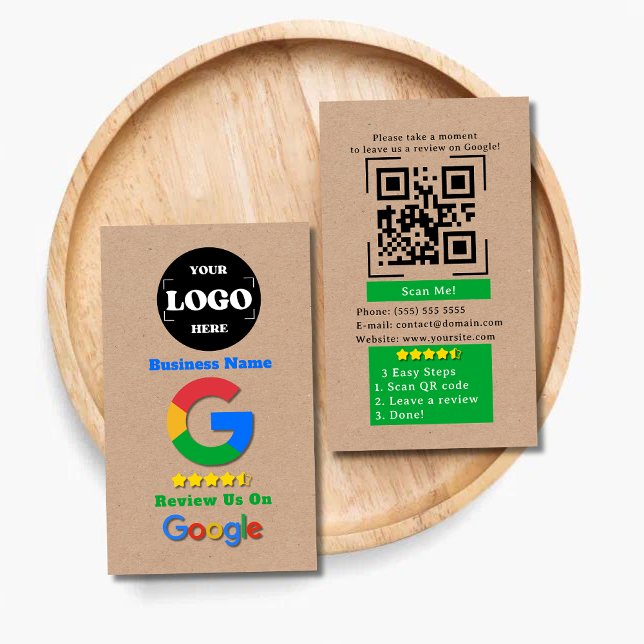 Cartão De Visita Google Review QR Code Link Kraft Russo (Criador carregado)