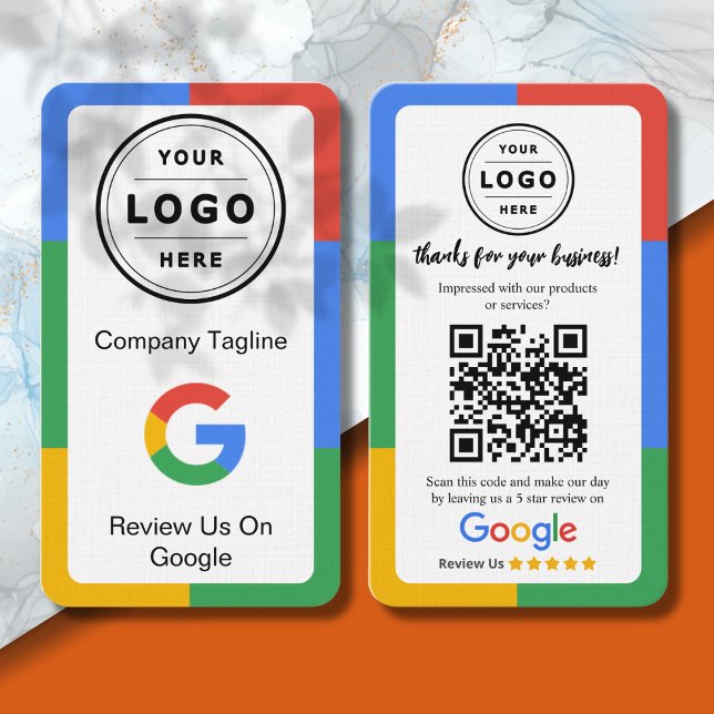 Cartão De Visita Google Review Request Card  with Logo and QR Code (Google review request card)
