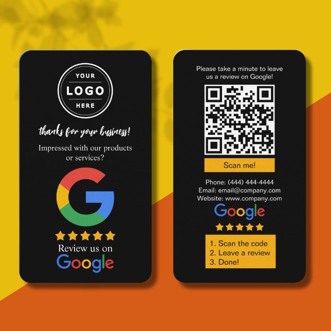 Cartão De Visita Google Review Request Card  with Logo and QR Code (5 Star Google Reviews)