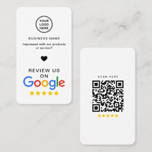 Cartão De Visita Google Review with QR Code Na moda Modern