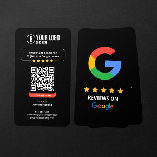 Cartão De Visita Google Reviews QR Code Rate My Business 5 Star
