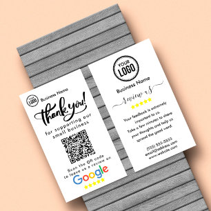 Cartão De Visita Google Reviews With Thank You And QR Code