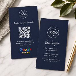Cartão De Visita Google Revise nos Negócios Obrigado Marinho de Cód