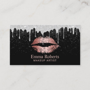 Cartão De Visita Gotejamentos Dourados cor-de-rosa do brilho da