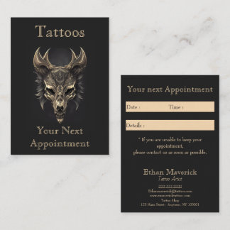 Cartão De Visita Gothic Fantasy Wolf Skull Black & Dourado Nomeação