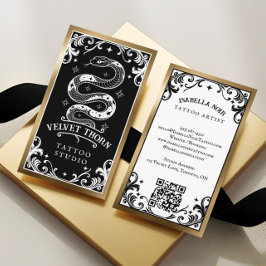 Cartão De Visita Gothic Vintage Black Gold Tattoo Artist Studio