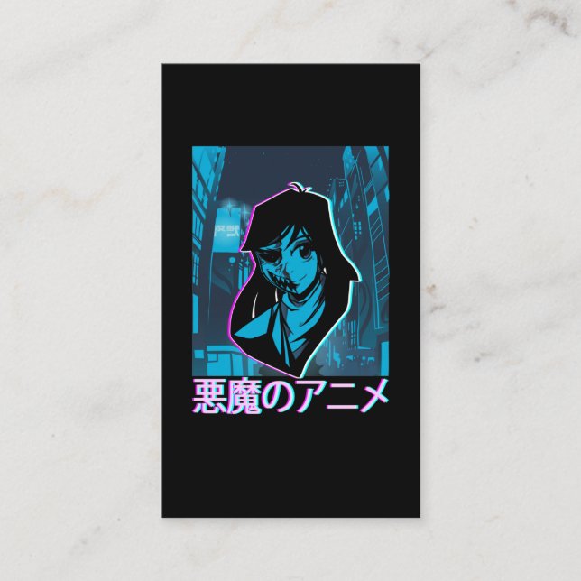 Cartão De Visita Gótico Pastel Manga Vaporwave Girl assustadora Ani (Frente)