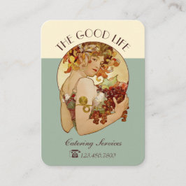Cartão De Visita Gourmet catering Art Nouveau CC0586 Mucha Fruta