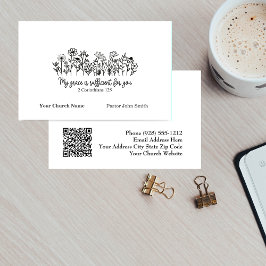 Cartão De Visita Grace Bible Verse Floral Doodle Church