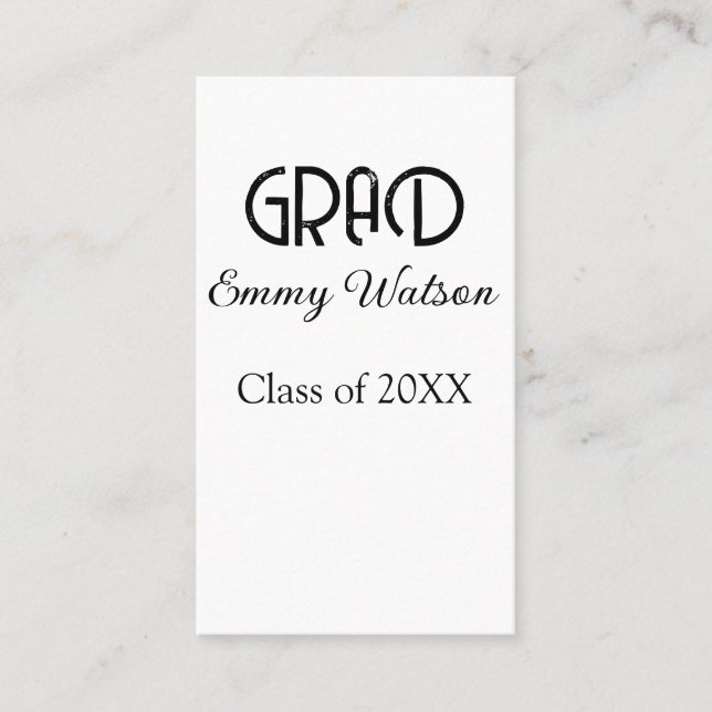 Cartão De Visita Grad bold letter graduation name class of 20XX sim (Frente)