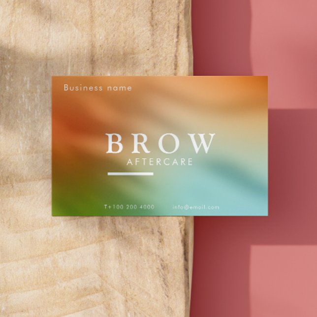 Cartão De Visita Gradação Holográfica Após Instrução Do Cão De Cuid (Holographic Gradient After Care Brow Instruction Business Card)