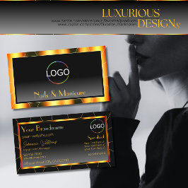 Cartão De Visita Gradação Preta de Quadro Laranja Casual Adicionar 