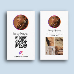 Cartão De Visita Grade de Fotos de Código QR do Instagram Minimalis