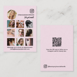 Cartão De Visita Grade de Fotos do Instagram Rosa Beleza Mídia Soci