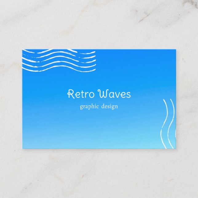 Cartão de Visita Gradiente Azul - Ondas Retro (Frente)
