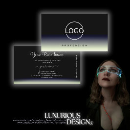 Cartão De Visita Gradiente branco preto de aço com Na moda de logot