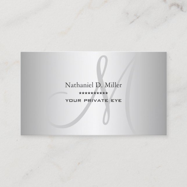 Cartão De Visita Gradiente de Cinza Silver Faux DIY (Frente)