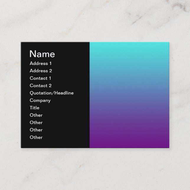 Cartão De Visita Gradiente de Fundo Simples Turquesa Azul Roxo (Frente)